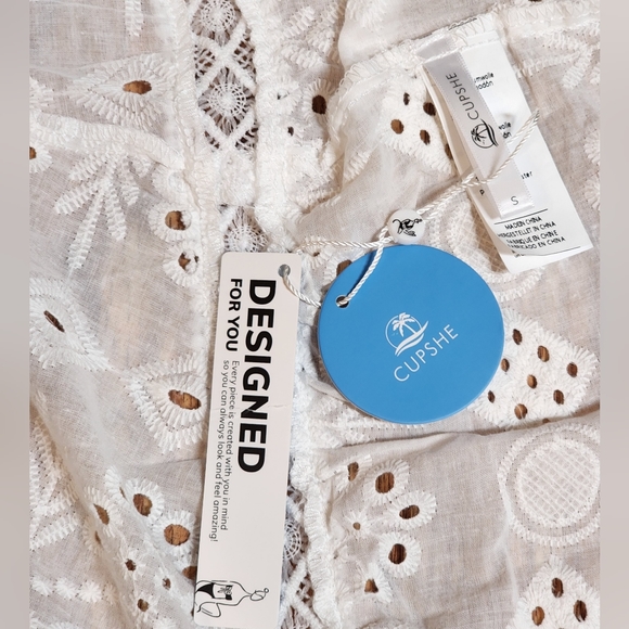 NEW Boho White Off The Shoulder Lacy Maxi Dress Women's Size S 100% Cotton - Picture 5 of 5